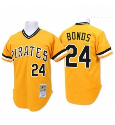 Mens Mitchell and Ness Pittsburgh Pirates 24 Barry Bonds Replica Gold Throwback MLB Jersey