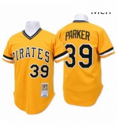 Mens Mitchell and Ness Pittsburgh Pirates 39 Dave Parker Authentic Gold Throwback MLB Jersey