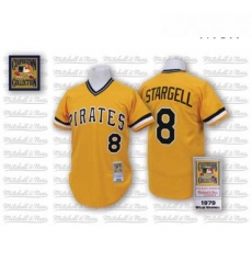 Mens Mitchell and Ness Pittsburgh Pirates 8 Willie Stargell Authentic Gold Throwback MLB Jersey