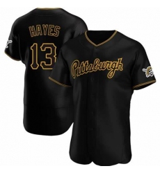 Men's Nike Pittsburgh Pirates #13 KeBryan Hayes Black Stitched Flex Base Baseball Jersey