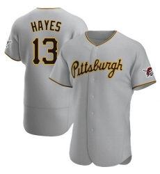 Men's Nike Pittsburgh Pirates #13 KeBryan Hayes Gray Stitched Baseball Jersey