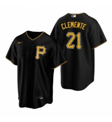 Mens Nike Pittsburgh Pirates 21 Roberto Clemente Black Alternate Stitched Baseball Jerse