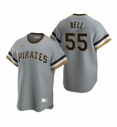 Mens Nike Pittsburgh Pirates 55 Josh Bell Gray Cooperstown Collection Road Stitched Baseball Jersey