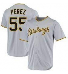 Men's Nike Pittsburgh Pirates #55 Roberto Perez Gray Stitched Baseball Jersey