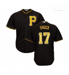 Mens Pittsburgh Pirates 17 JB Shuck Authentic Black Team Logo Fashion Cool Base Baseball Jersey 