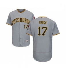 Mens Pittsburgh Pirates 17 JB Shuck Grey Road Flex Base Authentic Collection Baseball Jersey