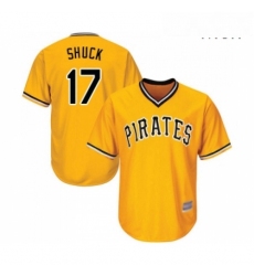 Mens Pittsburgh Pirates 17 JB Shuck Replica Gold Alternate Cool Base Baseball Jersey 