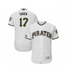 Mens Pittsburgh Pirates 17 JB Shuck White Alternate Authentic Collection Flex Base Baseball Jersey