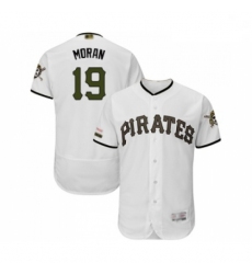 Mens Pittsburgh Pirates 19 Colin Moran White Alternate Authentic Collection Flex Base Baseball Jersey