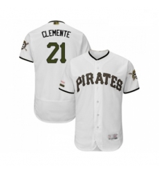 Mens Pittsburgh Pirates 21 Roberto Clemente White Alternate Authentic Collection Flex Base Baseball Jersey 