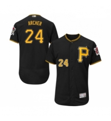 Mens Pittsburgh Pirates 24 Chris Archer Black Alternate Flex Base Authentic Collection Baseball Jersey