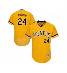 Mens Pittsburgh Pirates 24 Chris Archer Gold Alternate Flex Base Authentic Collection Baseball Jersey