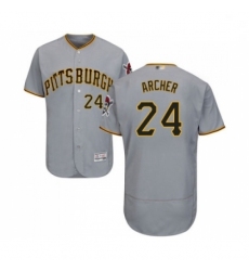 Mens Pittsburgh Pirates 24 Chris Archer Grey Road Flex Base Authentic Collection Baseball Jersey