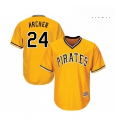 Mens Pittsburgh Pirates 24 Chris Archer Replica Gold Alternate Cool Base Baseball Jersey 