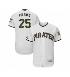 Mens Pittsburgh Pirates 25 Gregory Polanco White Alternate Authentic Collection Flex Base Baseball Jersey