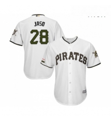 Mens Pittsburgh Pirates 28 John Jaso Replica White Alternate Cool Base Baseball Jersey