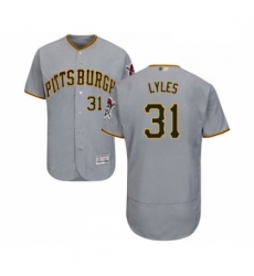 Mens Pittsburgh Pirates 31 Jordan Lyles Grey Road Flex Base Authentic Collection Baseball Jersey