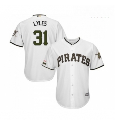 Mens Pittsburgh Pirates 31 Jordan Lyles Replica White Alternate Cool Base Baseball Jersey 