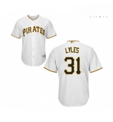 Mens Pittsburgh Pirates 31 Jordan Lyles Replica White Home Cool Base Baseball Jersey 