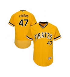 Mens Pittsburgh Pirates 47 Francisco Liriano Gold Alternate Flex Base Authentic Collection Baseball Jersey 