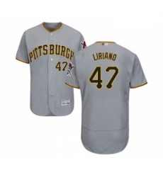 Mens Pittsburgh Pirates 47 Francisco Liriano Grey Road Flex Base Authentic Collection Baseball Jersey