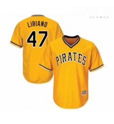 Mens Pittsburgh Pirates 47 Francisco Liriano Replica Gold Alternate Cool Base Baseball Jersey 