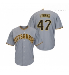 Mens Pittsburgh Pirates 47 Francisco Liriano Replica Grey Road Cool Base Baseball Jersey 