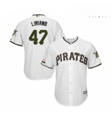 Mens Pittsburgh Pirates 47 Francisco Liriano Replica White Alternate Cool Base Baseball Jersey 