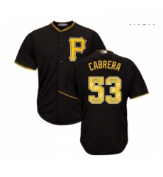 Mens Pittsburgh Pirates 53 Melky Cabrera Authentic Black Team Logo Fashion Cool Base Baseball Jersey 