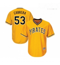 Mens Pittsburgh Pirates 53 Melky Cabrera Replica Gold Alternate Cool Base Baseball Jersey 