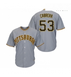 Mens Pittsburgh Pirates 53 Melky Cabrera Replica Grey Road Cool Base Baseball Jersey 
