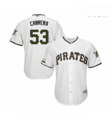 Mens Pittsburgh Pirates 53 Melky Cabrera Replica White Alternate Cool Base Baseball Jersey 