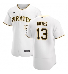 Pittsburgh Pirates 13 Ke 27Bryan Hayes Men Nike White Home 2020 Authentic Player MLB Jersey