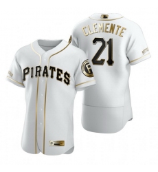Pittsburgh Pirates 21 Roberto Clemente White Nike Mens Authentic Golden Edition MLB Jersey
