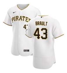 Pittsburgh Pirates 43 Steven Brault Men Nike White Home 2020 Authentic Player MLB Jersey