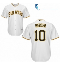 Youth Majestic Pittsburgh Pirates 10 Jordy Mercer Replica White Home Cool Base MLB Jersey 