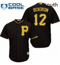 Youth Majestic Pittsburgh Pirates 12 Corey Dickerson Replica Black Alternate Cool Base MLB Jersey 