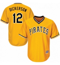 Youth Majestic Pittsburgh Pirates 12 Corey Dickerson Replica Gold Alternate Cool Base MLB Jersey 