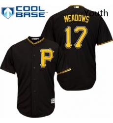 Youth Majestic Pittsburgh Pirates 17 Austin Meadows Authentic Black Alternate Cool Base MLB Jersey 