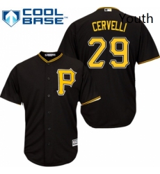 Youth Majestic Pittsburgh Pirates 29 Francisco Cervelli Replica Black Alternate Cool Base MLB Jersey