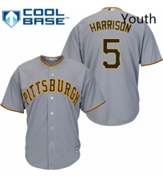 Youth Majestic Pittsburgh Pirates 5 Josh Harrison Authentic Grey Road Cool Base MLB Jersey