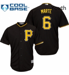 Youth Majestic Pittsburgh Pirates 6 Starling Marte Authentic Black Alternate Cool Base MLB Jersey