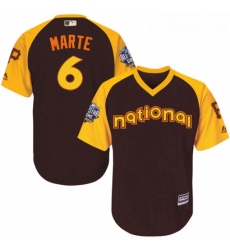 Youth Majestic Pittsburgh Pirates 6 Starling Marte Authentic Brown 2016 All Star National League BP Cool Base MLB Jersey