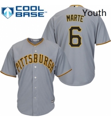 Youth Majestic Pittsburgh Pirates 6 Starling Marte Authentic Grey Road Cool Base MLB Jersey