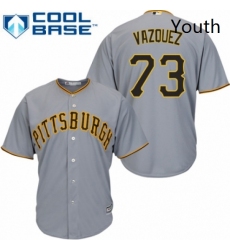 Youth Majestic Pittsburgh Pirates 73 Felipe Vazquez Authentic Grey Road Cool Base MLB Jersey 