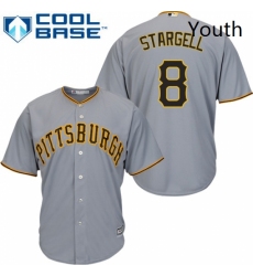 Youth Majestic Pittsburgh Pirates 8 Willie Stargell Replica Grey Road Cool Base MLB Jersey