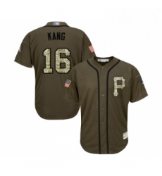 Youth Pittsburgh Pirates 16 Jung ho Kang Authentic Green Salute to Service Baseball Jersey