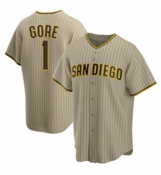 Men San Diego Padres 1 MacKenzie Gore Brown Cool Base Stitched Jerse