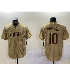 Men San Diego Padres 10 Jurickson Profar Tan Cool Base Stitched Baseball Jersey 1