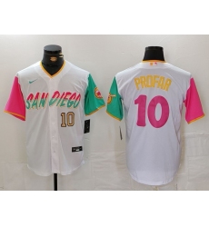 Men San Diego Padres 10 Jurickson Profar White City Connect Cool Base Stitched Baseball Jersey 3